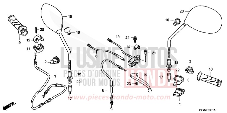 LEVIER DE GUIDON/COMMUTATEUR/CABLE (NHX110WHA) de NHX 110 Lead PEARL SILKY WHITE (NHA67) de 2010